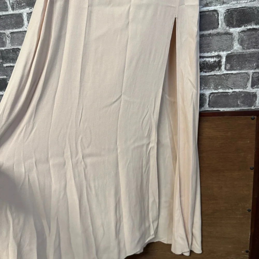 REFORMATION Redford Dress in Champagne maxi gown leg slit - Picture 8 of 14